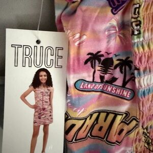 TRUCE Kids Tie-Dye 'Land of Sunshine' Dress / Romper - Pink Multi
